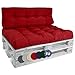 Beautissu Set de 2 Coussin Palette Style – 1x Coussin d'assise 120x80 cm & 1x Coussin Dossier canapé 120x40 cm Coussin Lounge Extérieur & Intérieur pour Salon Lounge Jardin Outdoor - Rouge