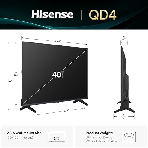 Hisense 40-Inch Class QD4 Series Hi-QLED FHD Smart Fire TV (40QD4QF) - Quantum Dot Color, DTS Virtual: X, Alexa Built in, Slim Bezel Design - 2