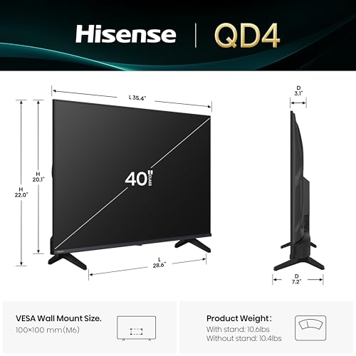 Hisense 40-Inch Class QD4 Series QLED FHD Smart Fire TV (40QD4QF, 2025 Model) - Quantum Dot Color, DTS Virtual: X, Alexa Built in, Slim Bezel Design - Image 3
