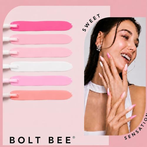 Image of Bolt Bee Gel Polish Kit - 6 Colors Light Soft Sakura, White & Nude Shades | Spring Soak-Off Gel Nail Polish Set for Manicure & Nail Art at Home (18)