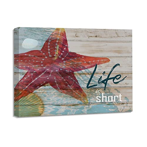 Toile murale Life Is Short sur le thème de la vie marine pour salon