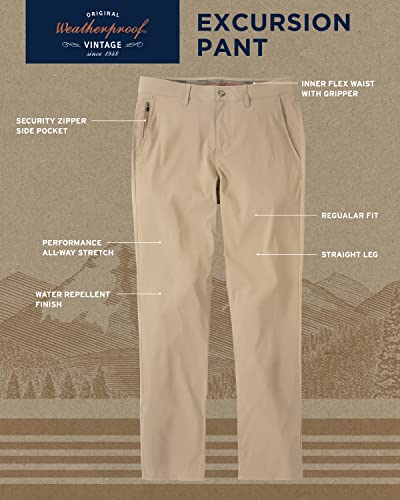 Weatherproof Vintage Men's Regular Fit Excursion Pants - Ultra Stretch Casual Flat Front Chino, Size 42W X 34L, Sand #TOP1