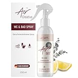Air Creative® Duftspray Bad & WC, Geruchsneutralisierer für Badezimmer und Gäste WC, BIO Duft Zitrone, Arve und Eukalyptus