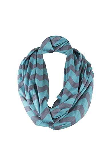 Shop Pop Fashion - Chevron Scarf for Women - Zipper Pocket Storage for Phone and Keys (Turquoise) Shop Pop Fashion - Chevron Scarf for Women - Zipper Pocket Storage for Phone and Keys (Turquoise)