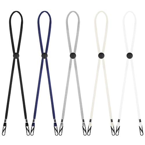 Tweruna 5 PCS Adjustable Hat Strap Clips Removable Chin Strap for Cowboy Work Outdoor Hats in Navy Blue Beige Gray White Black
