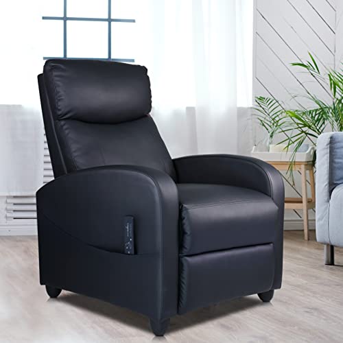 Recliner Chair For Living Room, Massage Pu Leather Recliner Sofa Home Theater Seating With Lumbar Support Winback Single Sofa Armchair Reclining Chair Easy Lounge #TOP14