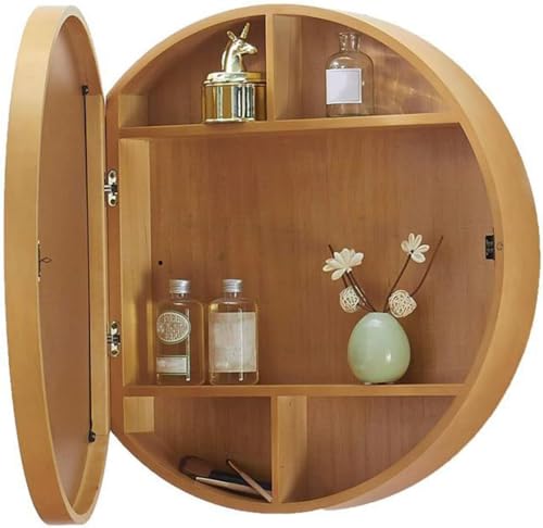 Gabinetes de baño con Espejo, botiquín de Pared con Puerta Abierta, gabinete de Espejo de baño Redondo de Madera, estantes de Almacenamiento/Muebles de baño