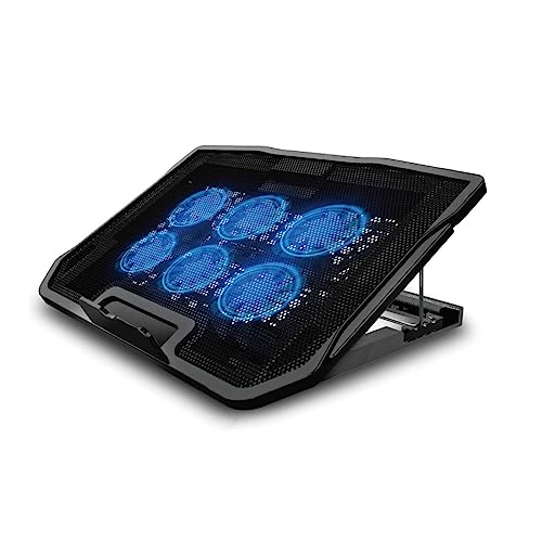 QITHRAN Slim Portable Laptop Cooling Pad Notebook Cooler with 6 Quiet Fans Adjustable Height, 2884392-AM196UK-FBM