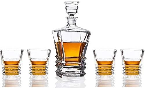 James Scott Premium Quality Elegant Decanter Set - Lead-Free Crystal Decanter with 4 Lovely Exquisite Glasses | Comes in an Exclusive Gift Box for Ultra Luxury