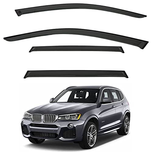 LQQDP 4pcs Front+Rear Smoke Tint Sun/Rain Guard Outside Mount Tape-On Vent Window Visors Compatible with 11-17 X3 F25