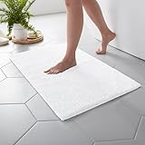 MARTHA STEWART Drylon Microfiber Bath Rug - 1 Piece, Ultra Soft Plush, Non-Slip, Thick, Washable Bathroom Rugs, Home Decor Accessories, Household Essentials, Small Bath Mat, 17' x 24'​, White