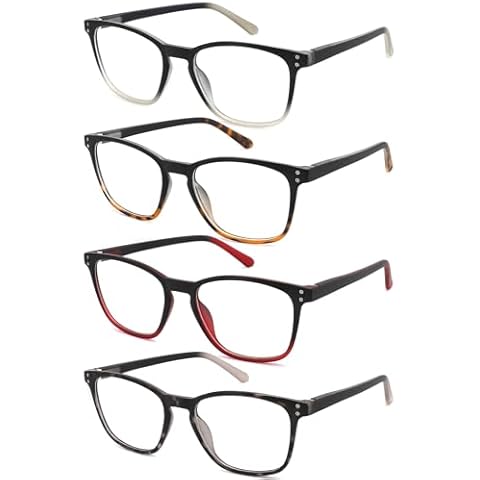DILLY VISION 4 Pack Reading Glasses for Men Blue Light Blocking with Spring Hinge,Mens Computer 1.5 Readers Anti Glare Filter Lightweight Two Tone Eyeglasses,+1.50 Strength Cover