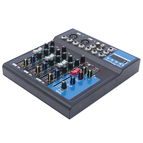 4 Channel Mini Audio Mixer Dj Mixer Bluetooth Usb Professional Portable Digital Consolesound Amplifier For Studio Recording Black #TOP3