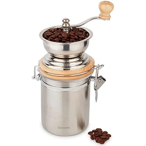 Easyworkz Manual Coffee Grinder with Airtight Canister,Adjustable Setting,Hand Stainless Steel Coffee Bean Mill Tool Cover