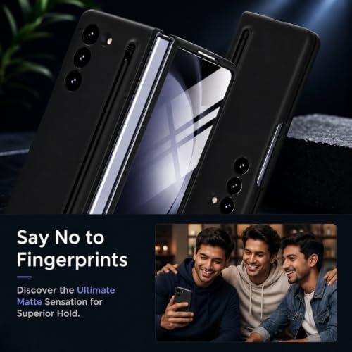 Image of TechTrendz PC Ultra Slim Premium Case for Samsung Galaxy Z Fold 7 Case with Built in Screen Protector with Compact S Pen Holder & Storage Slot,Protective Phone Case for Z Fold 7 Back Cover-Black