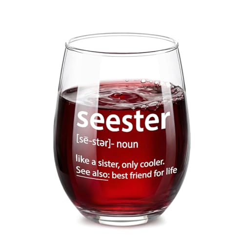 JHFDTY Funny Seester Definetion Wine Glass Cool Gifts for Adult Sisters Bestie Best Friend...