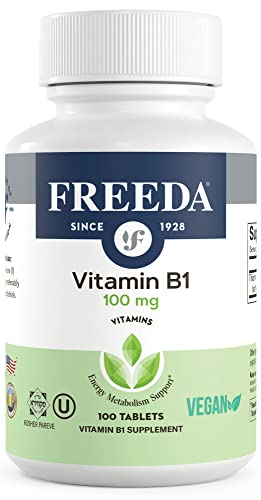 Freeda Vitamin B1 Thiamine 100mg - Supports Energy Metabolism, Nervous System Health - Kosher,...
