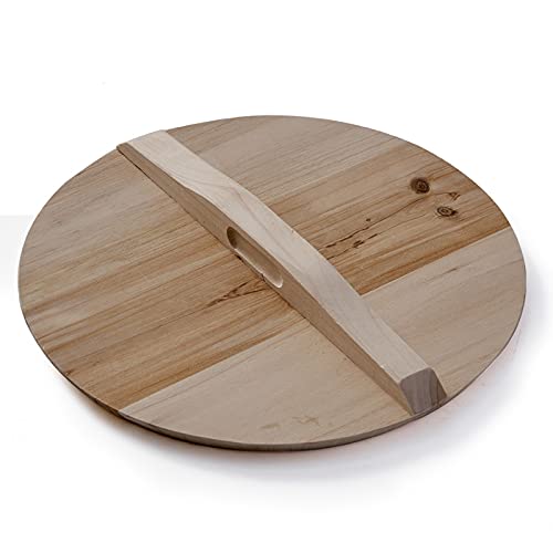Tapa universal de madera para wok, hecha a mano, gruesa, fácil agarre, repuesto para ollas, sartenes y sartenes, se adapta a sartenes y utensilios de cocina de 32 cm