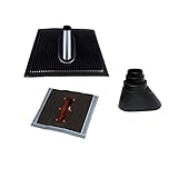 Aluminium Dachabdeckung Alu Dachziegel inkl. Mastmanschette schwarz Dach Montage Abdeckung Manschette Gummitülle Tülle Ziegel Dachpfanne für Sat Dachsparrenhalter Universal Dach Pfanne