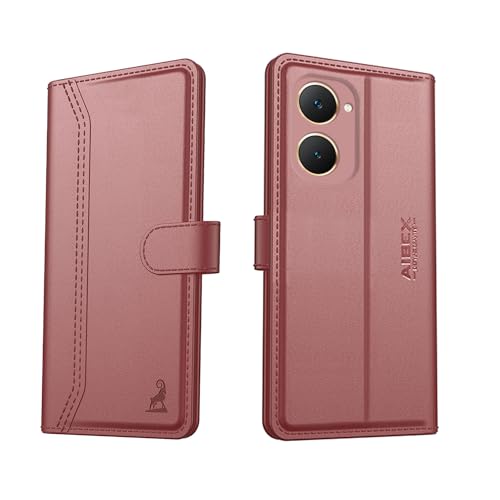 Image of AIBEX Compatible for iQOO Z9 Lite 5G / Vivo Y28S 5G / Vivo T3 Lite 5G / Vivo Y18 4G / Vivo Y18e 4G / Vivo Y18i 4G Flip Cover Leather Finish | Inside TPU with Card Pockets | Wallet Stand -Brown