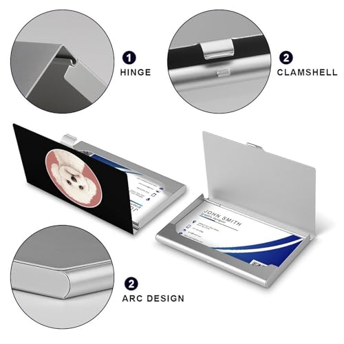 White Bichon Frise Business Card Holder Slim Credit Case Pocket Name Case Wallet for Men Women4