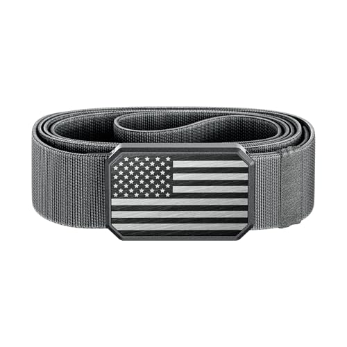 Groove Life Hero Groove Belt Flag Black/Deep Stone - Men's Stretch Nylon Belt with Magnetic Aluminum Buckle, Lifetime Coverage - Large (37-40