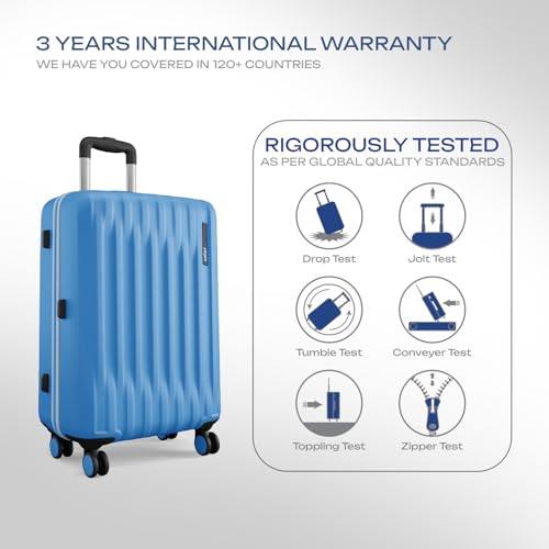 Image of Safari Large Ray Neo 8 Wheels 77cm size Check-in Trolley Bag, Hard Case Polycarbonate 360 Degree Wheeling Luggage for Men & Women, Travel Bag, Suitcase for Travel, Trolley Bags for Travel, Marina Blue