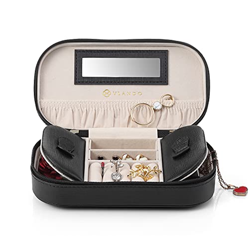 Vlando Gift Packing Travel Essentials Tassels Jewelry Box/Bag (Black)