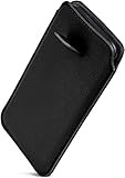 KOMFORT & DESIGN: Durch die hinten applizierte Auszieh-Hilfe lässt sich das Handy ganz leicht aus dem Cover ziehen. Dank der Rückzug Funktion verschindet die Zug-Schlaufe wieder im Sleeve Etui.