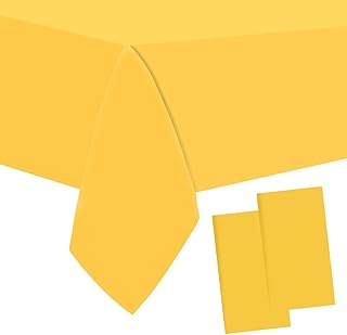 4 Packaging Yellow Plastic Tablecloth, 54 inch x108 inch Rectangular Disposable Party Table Cover, Suitable for Birthday, Graduation, Restaurant, Wedding Decoration Tablecloth