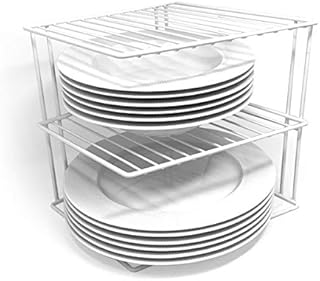 Joejis No-Wobble Plate Rack for Kitchen Cupboard Storage Corner Plate Rack Cupboard Shelf Organiser 25x25x19cm White