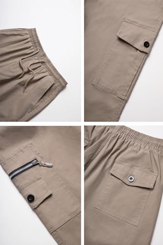 Image of THWEI Mens Cargo Pants Casual Drawstring Athletic Jogger Sports Outdoor Trousers