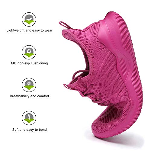 Image of Womens Ladies Walking Running Shoes Slip On Lightweight Casual Tennis Sneakers Girls Kids Zapatos de Mujer Rose