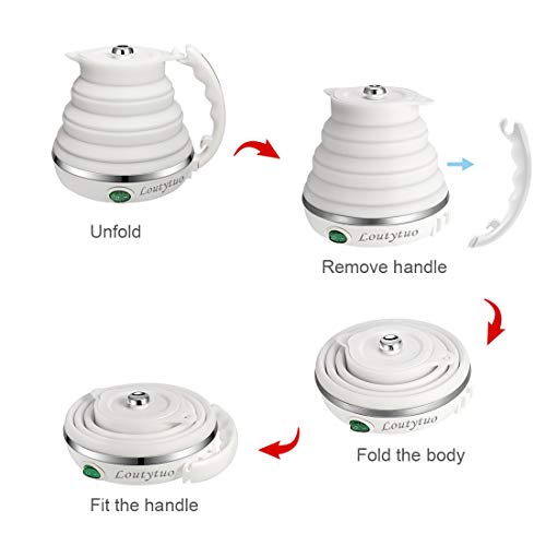 Image of Ultrathin Upgraded Food Grade Silicone Travel Foldable Electric Kettle Boil Dry Protection Portable with Dual Voltage and Separable Power Cord,555ML 110-220V US Plug