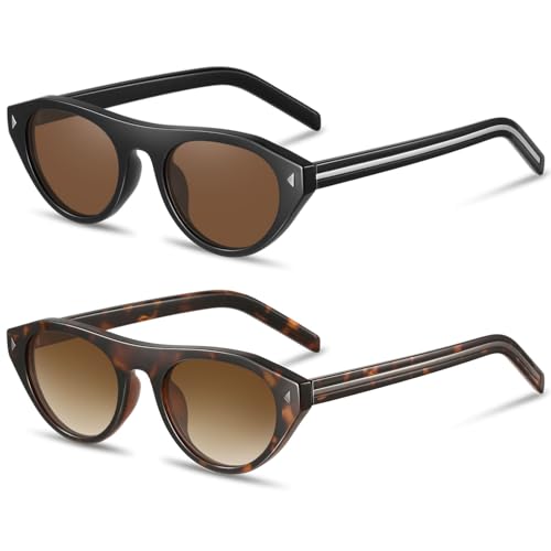 YMRFW Retro Oval Sunglasses for Women Men Trendy Small Cateye Narrow Round Shades UV Protection by YMRFW - Used condition - US$14.19
