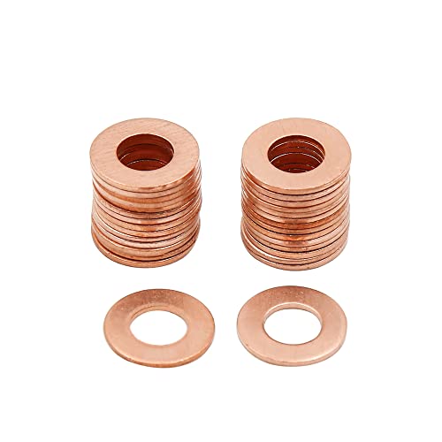 Image of X AUTOHAUX 30pcs M7 x 14mm x 1mm Copper Flat Washer Sealing Ring for Screw Bolt