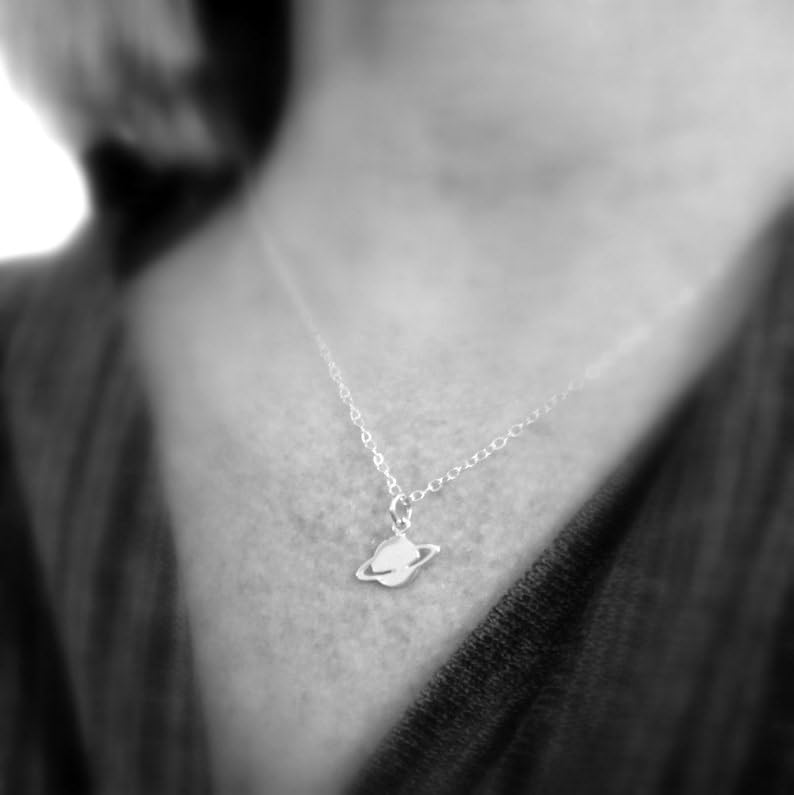 Collar de Saturno de plata de ley 925 con cadena de 45 cm 3