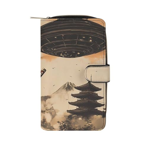 Japanese Chimpanzee Samurais Monkey Long Wallet PU Leather Credit Card Holder Durable Zippered Purse Clutch Wallet