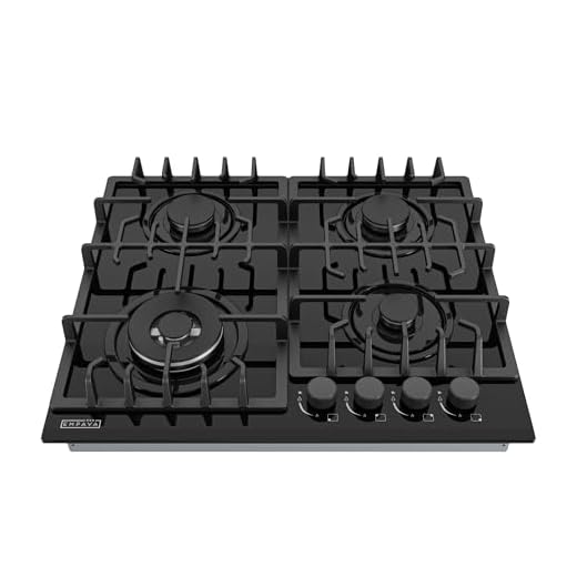 Empava 24" Gas Cooktop in Black Tempered Glass with 4 Burners 24XGC28
