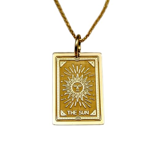 Collier tarot soleil en argent plaqué or et sa chaîne élégante