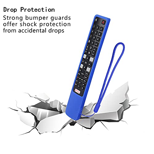 Chunghop Silicone Rc802N Remote Cover, Remote Case For Rca Tcl Smart Tv Rc802N Rc80N 06-Irpt45-Grc802N Remote, Anti-Slip, Shockproof Remote Cover With Lanyard (Blue) #TOP3