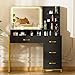 COMHOMA Vanity Desk with Mirror and Lights, Makeup Vanity Table with 4 Drawers & Storage Shelves, Large HD Mirror, 3 Color Modes & Adjustable Brightness, Modern Dressing Table for Bedroom, Black