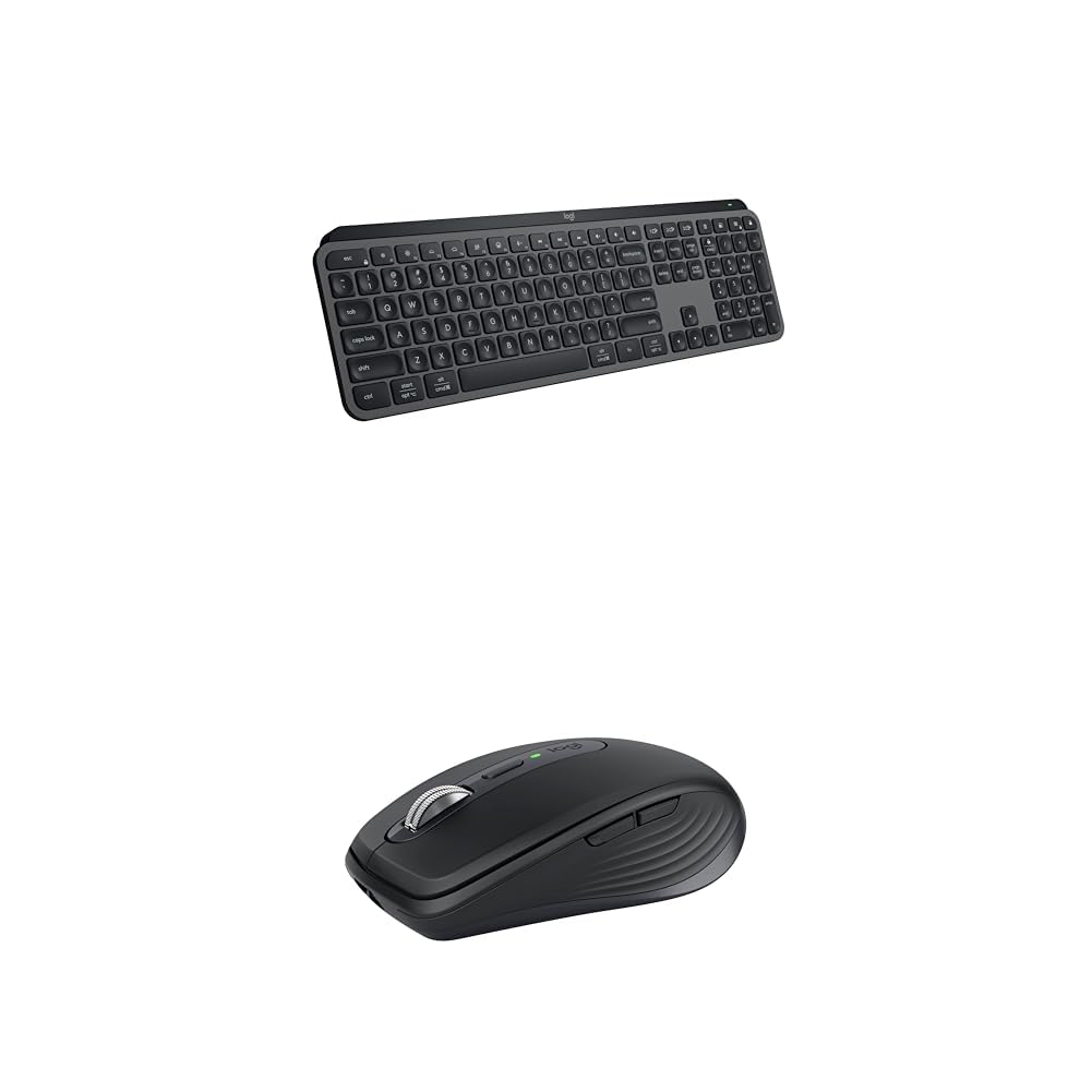 Logitech MX Keys S Wireless Keyboard, Low Profile, Quiet Typing, Backlit + MX Anywhere 3S Compact Wireless Bluetooth Mouse, USB C, for Windows PC, Linux, Chrome, Mac - Graphite