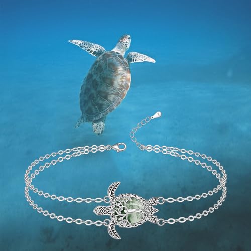 Image of Fenthring Sea Turtle Anklet Bracelets for Women Sterling Silver Ankle