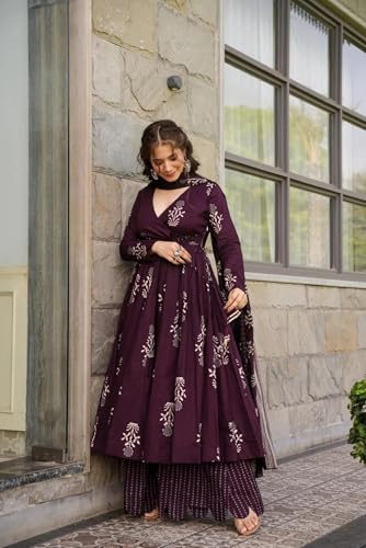 Image of Wedani Rayon Anarkali Dress with Plazzo Pant for Women