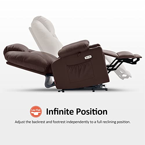 Mcombo Large Dual Motor Power Lift Recliner Chair With Massage And Heat For Big And Tall Elderly People, Infinite Position, Usb Ports, Extended Footrest, Faux Leather 7815 (Light Brown, Large) #TOP5