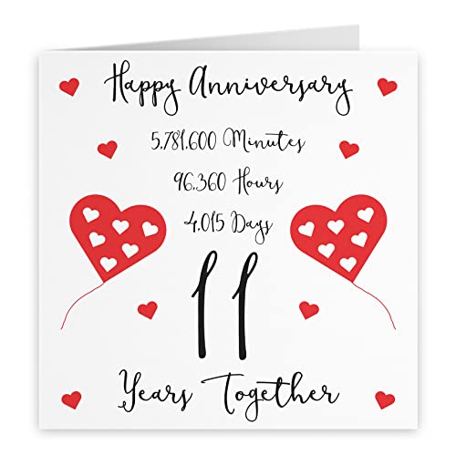 Hunts England, Large 11th Wedding Anniversary Card, 11 Years Together, Happy Anniversary, Timeless Collection, Large - Image 2