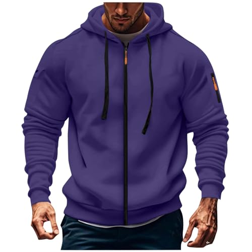Tactical Hoodies for Men Military - Mens Full Zip Hooded Sweatshirt Fleece Lined Western Style Casual Workout Hoodie