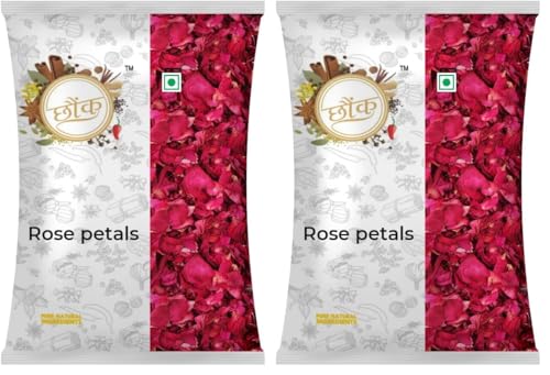 Image of Chounk Premium Sun Rose Petal Dried - 50g, Pack of 2 | Dried Roses Petals Edible for Skin Care, Herbal Tea, Decoration on Foods | Dry Roses Petal Edible Toppings for Indian Sweets | Gulab Patti dry