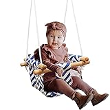 Baby Kids Canvas Hanging Swing with Soft Cotton Cushions,Indoor&Outdoor Hammock Swing for Toddler Boys and Girls